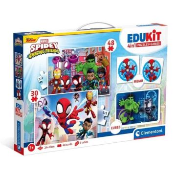 Puzzle 48 + 36 + Memo + 6 klocków Edukit Spidey