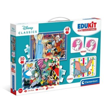 Puzzle 48 + 36 + Memo + 6 klocków Edukit Disney
