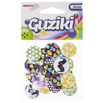 Guziki kolorowe wzory 20szt