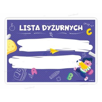 Tablica dyżurnych A4 fioletowa