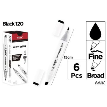 Marker Chromax z 2 końcówk. czarny (6szt)