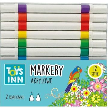 Markery akrylowe 2 końsówki 12szt STnux