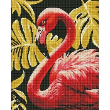 Diamentowa mozaika - Elegancki flaming 40x50cm