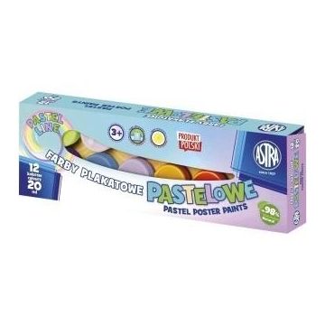 Farby plakatowe pastelowe 12 kol x 20ml ASTRA