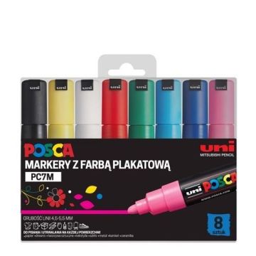 Markery plakatowe PC-7M 8 kolorów POSCA UNI