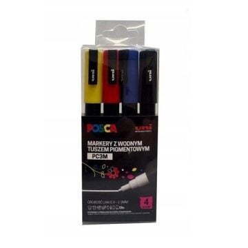 Markery plakatowe PC-3M 4 kolory POSCA UNI