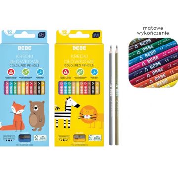 Kredki ołówkowe z temperówką BB Kids 12 kol mix