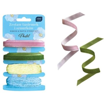 Zestaw tasiemek i sznurków pastel