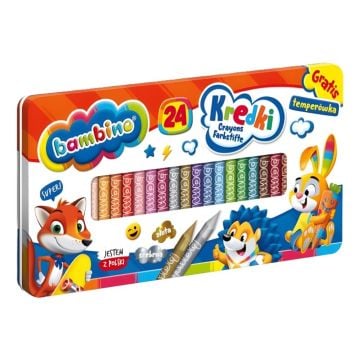 Kredki 24 kolory + temperówka BAMBINO