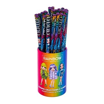 Ołówki trójkątne HB z gumką Rainbow High (36szt)