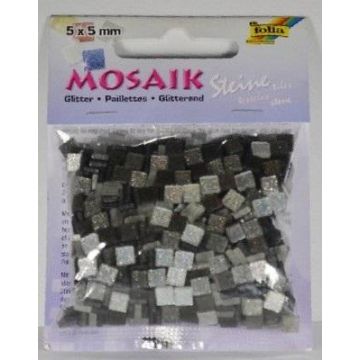 Mozaika kamyczki brokatowe 5x5mm szary