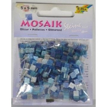 Mozaika kamyczki brokatowe 5x5mm niebieski