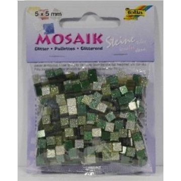 Mozaika kamyczki brokatowe 5x5mm zielony