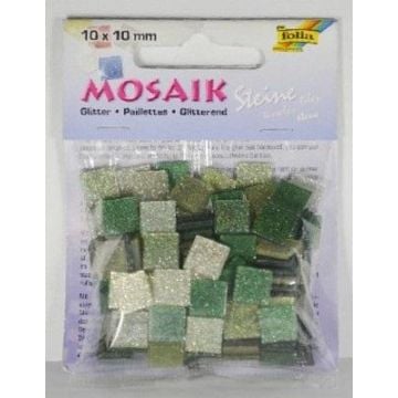 Mozaika kamyczki brokatowe 10x10mm zielony