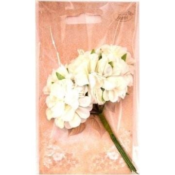 Kwiaty materiałowe kremowe 4cm 6szt
