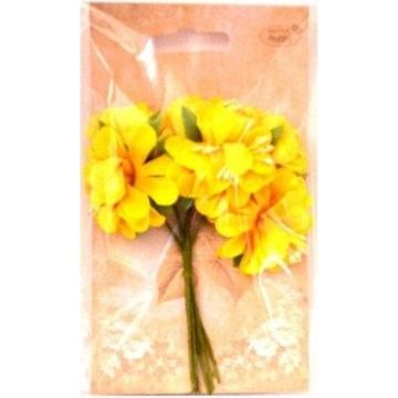 Kwiaty materiałowe żółte 4cm 6szt