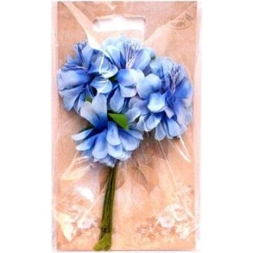 Kwiaty materiałowe niebieskie 4cm 6szt