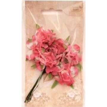 Kwiatki materiałowe rózowo-białe 3cm 6szt