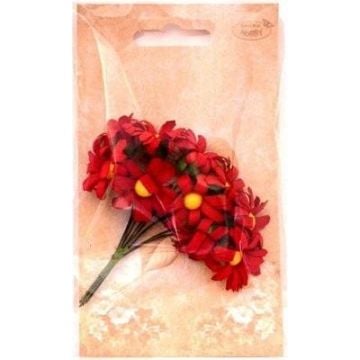 Margerytki materiałowe czerwone 2cm 12szt