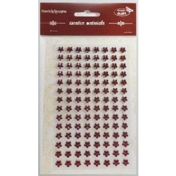 Stiker z kryształkami Kwiaty bordowe 8mm 112szt