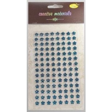 Stiker z kryształkami Kwiaty turkusowe 8mm 112szt