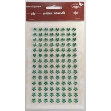 Stiker z kryształkami Kwiaty zielone 8mm 112szt