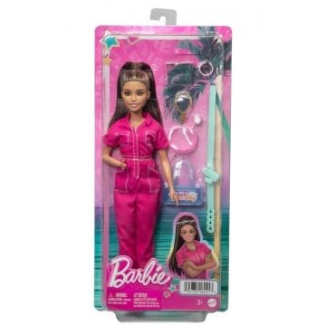 Barbie Lalka różowy kombinezon HPL76