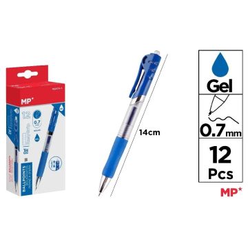 Długopis żelowy 0,7mm niebieski (12szt)