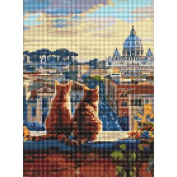 Diamentowa mozaika - Koty w Rzymie 30x40cm