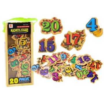 Zestaw magnesy drewniane cyfry obrazki 20szt