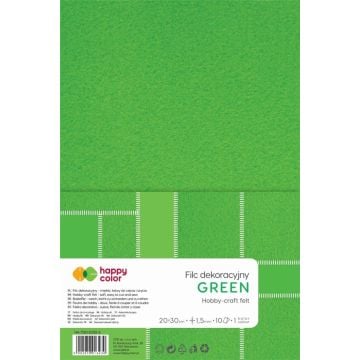 Filc dekoracyjny zielony 10szt HAPPY COLOR