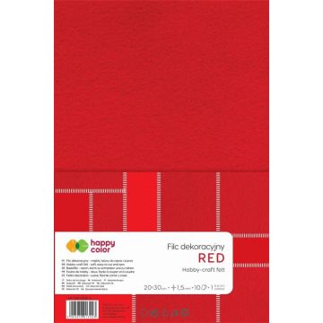 Filc dekoracyjny czerwony 5szt HAPPY COLOR