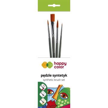Zestaw pędzli syntetycznych B 4szt HAPPY COLOR