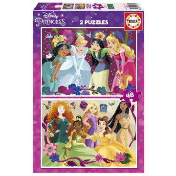 Puzzle 2x48 Księżniczki z bajek Disneya