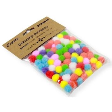 Dekoracje pompony 1,5cm mix kolorów100szt