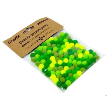 Dekoracje pompony 1cm mix zielony 120szt