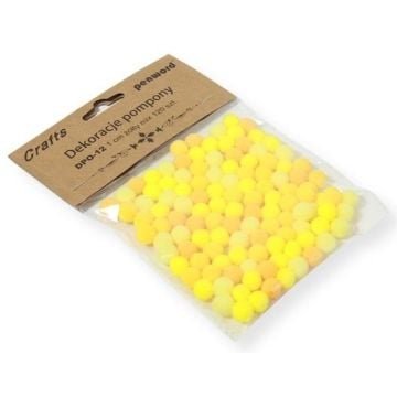 Dekoracje pompony 1cm mix żółty 120szt