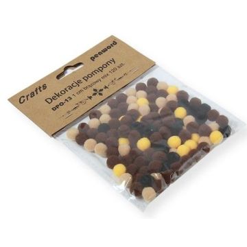 Dekoracje pompony 1cm mix brązowy 120szt