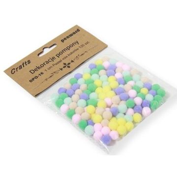 Dekoracje pompony 1cm pastel mix kolorów 120szt