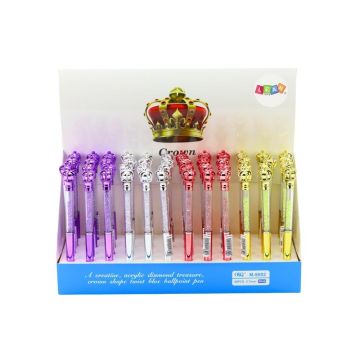 Długopis z diamentami Korona 0,7mm nieb. (48szt)