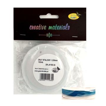 Drut stalowy 0.3mm duża szpula 100mb j.niebieski