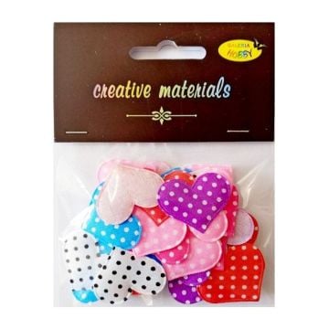 Aplikacje materiałowe serca w kropeczki 3cm 30szt