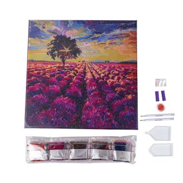 Obraz na płótnie 30x30cm z mozaiką Lawendowe pole