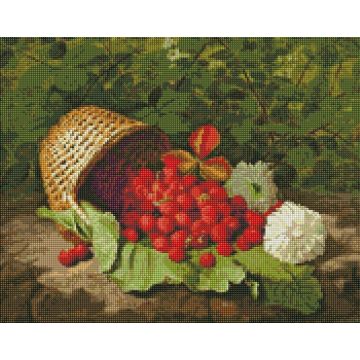 Diamentowa mozaika - Koszyk z truskawką 40x50cm