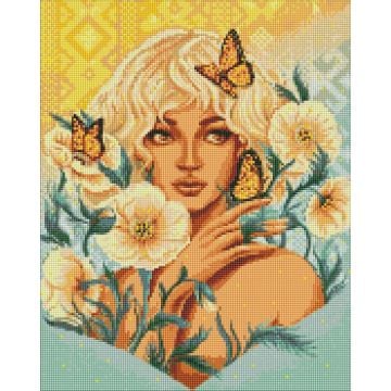 Diamentowa mozaika - Dziewczyna z motylami 40x50cm