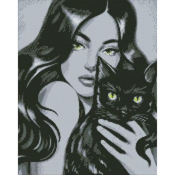 Diamentowa mozaika - Czarny puszysty 40x50cm