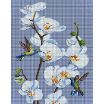 Diamentowa mozaika - Kwitnące orchidee 40x50cm