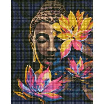 Diamentowa mozaika - Budda z lotosami 40x50cm