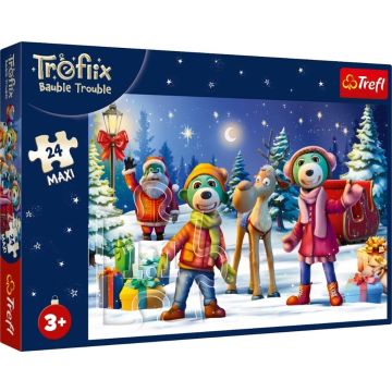 Puzzle 24 maxi Trefliki lepią bałwana TREFL