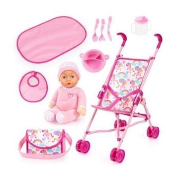 Wózek spacerówka z lalką i akcesoriami Buggy